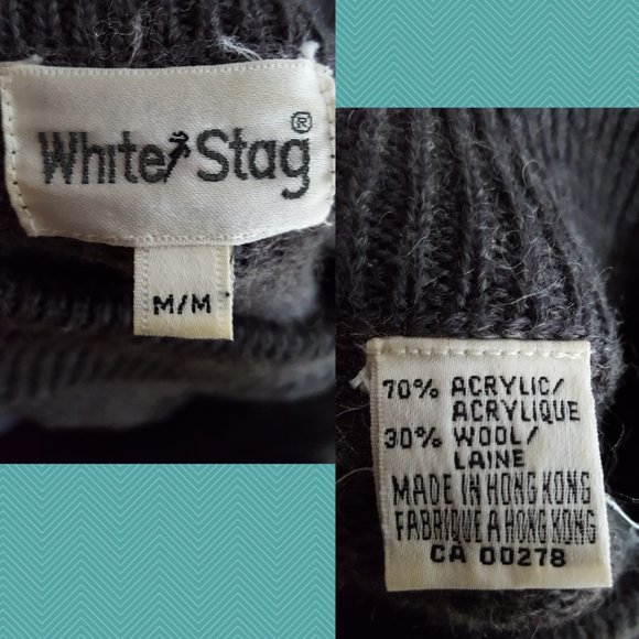 White Stag VTG Gray Wool Blend 3D Swirl Applique Mockneck Sweater - Picture 5 of 5